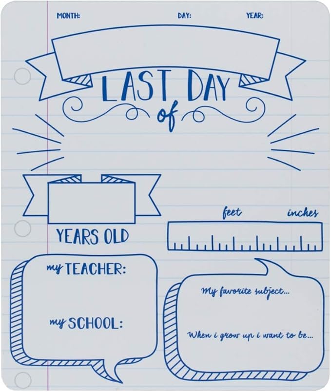 Canopy Street Notebook First and Last Day of School Reusable Dry Erase Sign Photo Prop Set/Easy Clean 10" x 12" Back to School and Last Day of Designs