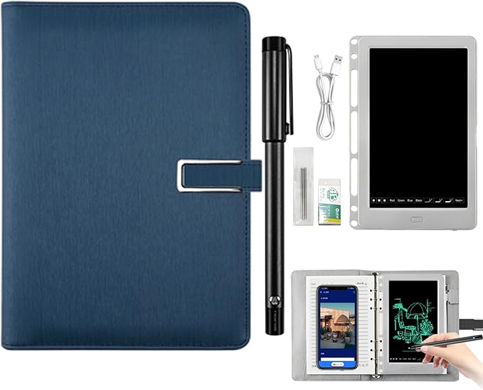 Digital Sketchbook with A5 Erasable Paper Refill + 3 Spare Refills, Smart Pen Writing Board Set, Smart Pen Notebook for Digitizing Drawing Writing Note-Taking Compatible,Dark Blue