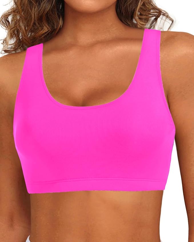 Tempt Me Women Sports Bra Bikini Top Push Up Scoop Neck Bathing Suits Top Padded Swim Crop Tops Only