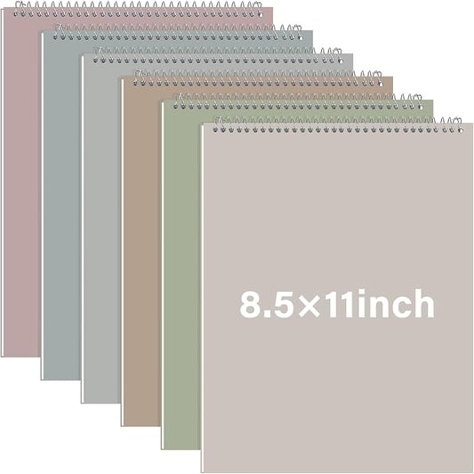 Maitys 6 Pack 8.5 x 11'' Top Bound Office Steno Book Wide Ruled Double Sided Spiral Steno Books Reliable White Paper 70 Sheets/Pad Pastel Colors Covers for Writing Notes College (Stylish Color)