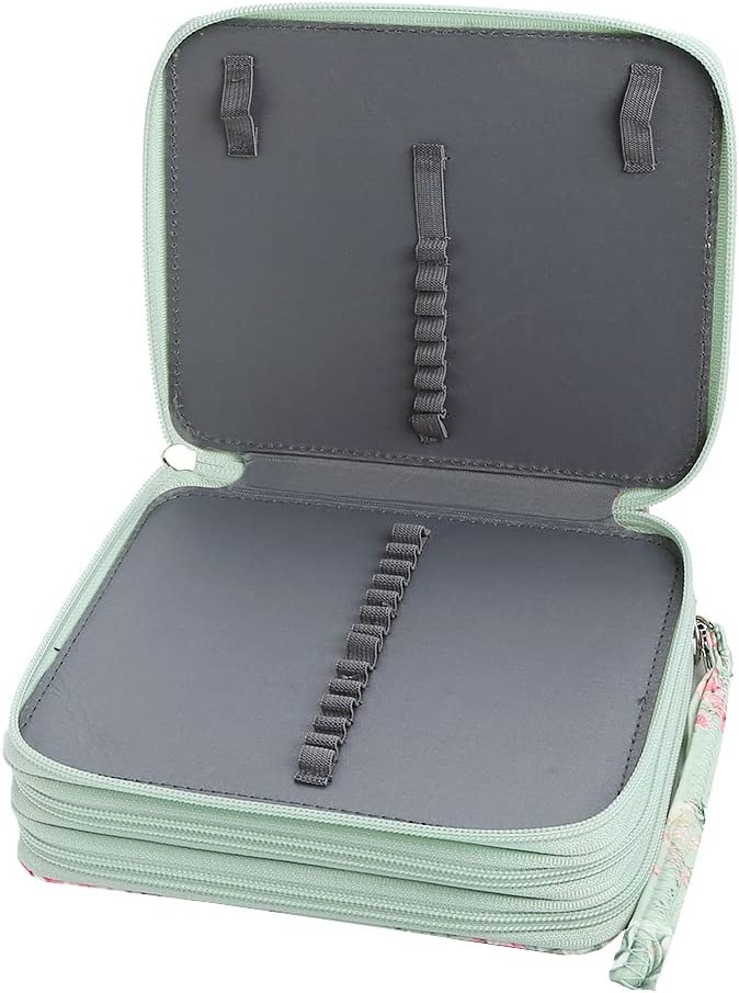 72 Slots Pencil Case Organizer w/Removal Handle Strap | 3-Layer Zipped Pencils Box Large for Colored Pencils Watercolor Pencils for Office and Travel for Artist