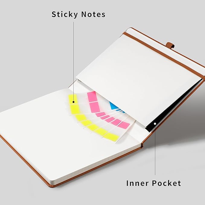 RETTACY Graph Grid Paper Notebook, 96 Pages, B5 Medium Size (7.6'' x 10''), 5 Squares per Inch, Leather Hardcover, 100 GSM Thick Paper, for School, Students, Math, Engineering (Brown)