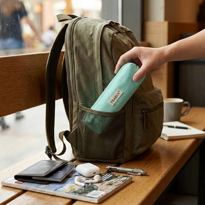 Canvas Pencil Case Pouch – Multipurpose Pen Bag Stationery Teal | Heavy-duty canvas, smooth alloy zipper, cute organizer for girls and boys, ideal for stationery, cosmetics, tech gear