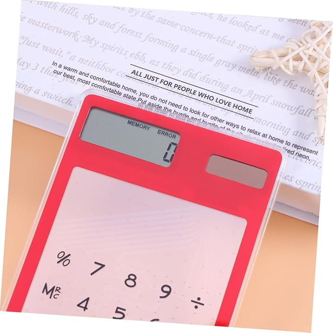 Transparent Touch Panel Solar Calculator Lightweight Portable Design for School Office Home Use Automatic Power Off Compact Retro Style Go Calculations