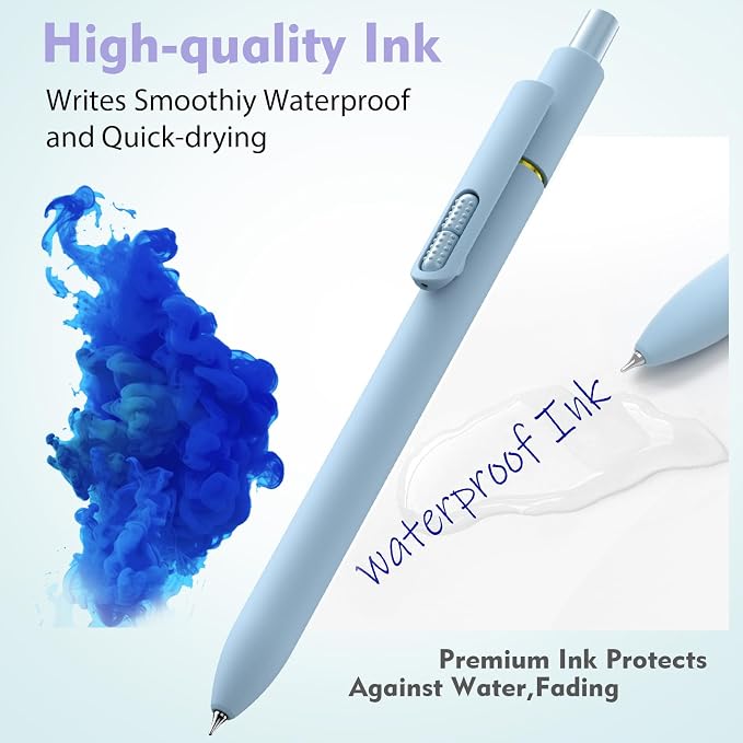 Hiacry 8 Pcs Gel Pens, 0.7mm Fine Point Blue Ink Pen | Smooth Writing-Quick Drying Fidget Pens, Note Taking, Journaling, School Office Supplies for Women & Men (Morandi 8Pcs)