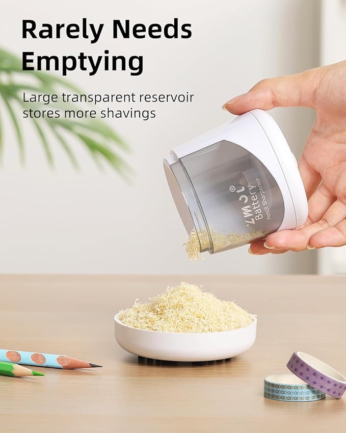 ZMOL Battery Powered Electric Pencil Sharpener,Small Battery Operated Pencil Sharpeners Portable,Fast Sharpen, Suitable for No.2/Colored Pencils(6-8mm), School/Classroom/Office/Home White