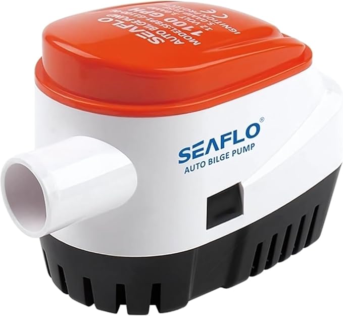 SEAFLO 06 Series Automatic Submersible Bilge Pump - 1100 GPH, 12V, 1-1/8"" Outlet, 4-Year Warranty! Built-In Float Switch, Snap-Off Strainer, Compact for Marine Boat Yacht, CE & Rohs Certified