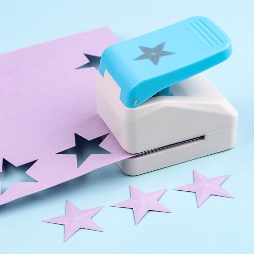 Star Hole Punch, 1.4 inch Star Paper Punch, 3D Embossing Lucky Stars Paper Cutter Puncher Lever Craft Punches Score Tools for Scrapbooking Crafting Journaling Craft DIY Card Making Arts Supplies