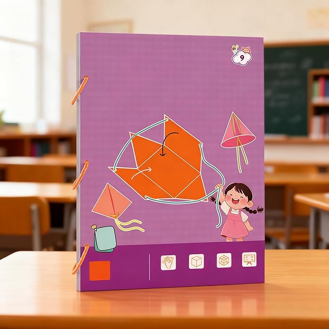 Pull String 3D Geometry Learning Book - Fun Volume & Surface Area Formula Teaching Tool with Braided Rope Design (9-Model Version)