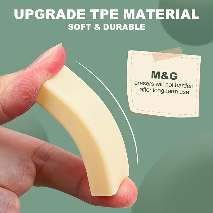 M&G 8 Pack Erasers, Yellow Sliding Retractable Eraser Push Pull Cute Pencil Erasers Soft Large Easy to Clean with Plastic Sleeve for Sketching Drawing Artists Teacher Pencils, Yellow