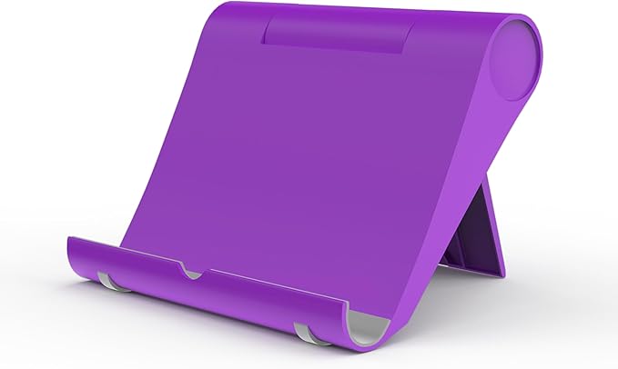 Cell Phone Stand for Desk, Foldable and Adjustable Multi-Angle Holder Dock, Universal Compatibility for Most Phone and Tablet, Portable and Sturdy Design for Office and Home (Purple)