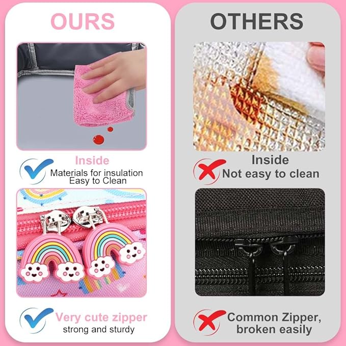 RHCPFOVR Kids Lunch Bag - Insulated Lunch Box for Boys Girls,Washable Lunch Bag and Reusable Toddler Leak-proof Lunchbox for School and Daycare
