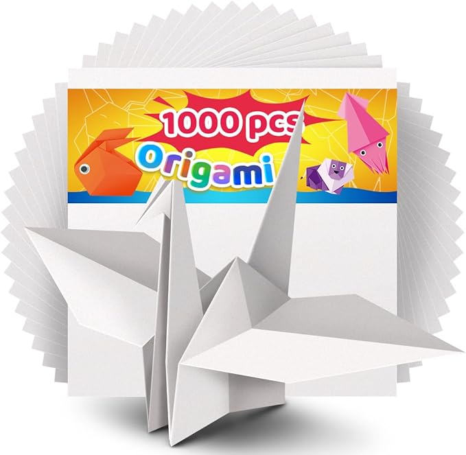 IOOLEEM White Origami Paper, 1000 Sheets, 6 Inch Square, Double Sided Colored Paper for DIY Crafts