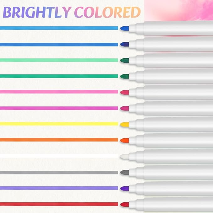 STOBOK 12 Colors Washable Neon Erasable Liquid Pens for Kids Led Writing Boards Dry Erase Markers Vibrant Colors for Drawing and Doodling on Whiteboards and Blackboards