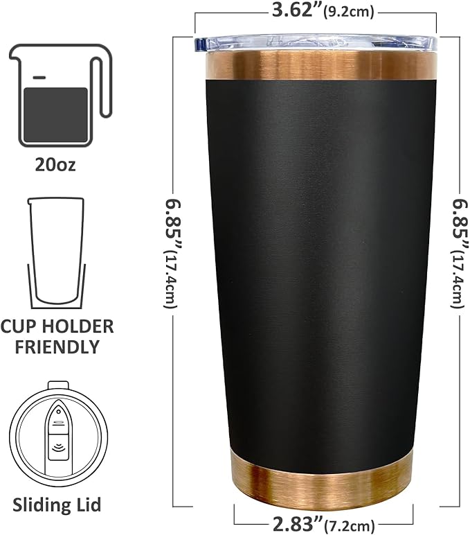 20 oz Tumbler Bulk 4 Pack Stainless Steel Tumbler with Lid and Straw, Double Wall Vacuum Insulated Travel Coffee Mug for Laser Engrave, Powder Coated Cup for Hot and Cold Drinks (Black,4 pack)