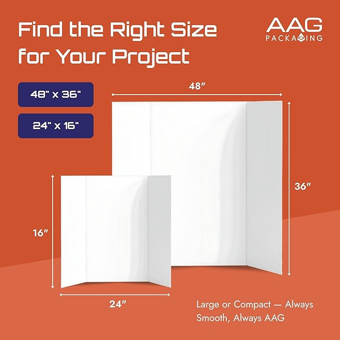 Trifold Presentation Board, Double-Wall Construction, Smooth Edges, Foldable Storage, for School Projects, Business Presentations (Black, 24 x 16 x 0.78 inch)