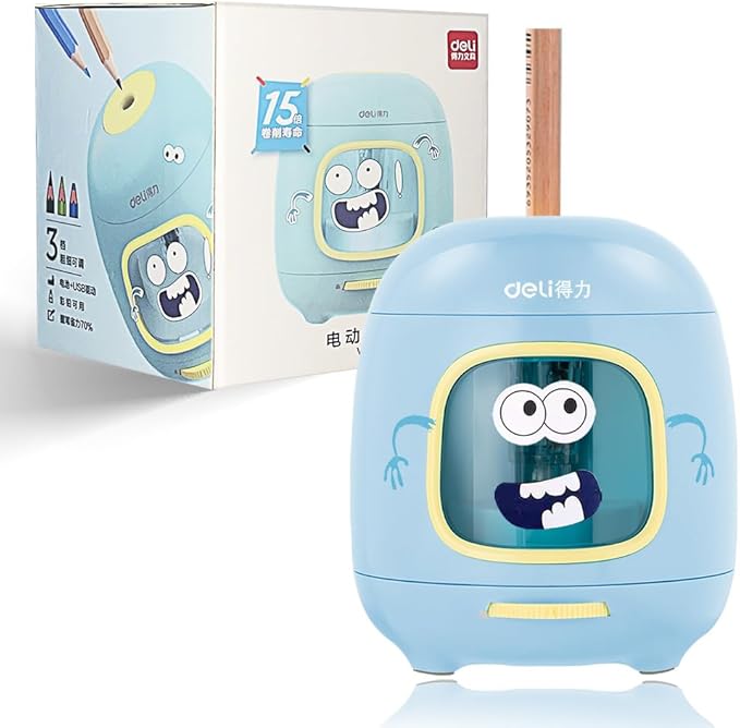 Electric Pencil Sharpener,5000 Times for Blade,Interchangeable Blade,3 Years Warranty,Battery/2A USB Powered,Suitable for 6-8mm, for Home, Office, School (Blue)