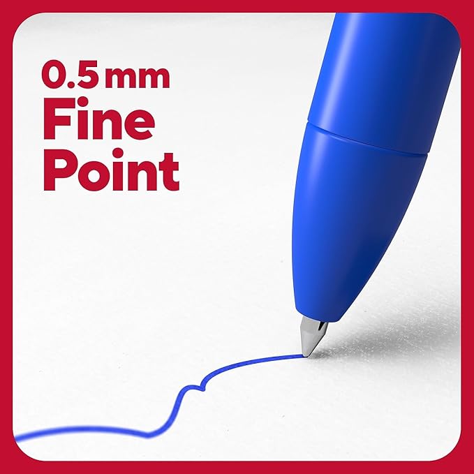 TRU RED Retractable Gel Pens, Fine Point 0.5mm, Blue Ink, 12 Pack – Quick‑Dry Pens for Precise, Smear‑Free Writing