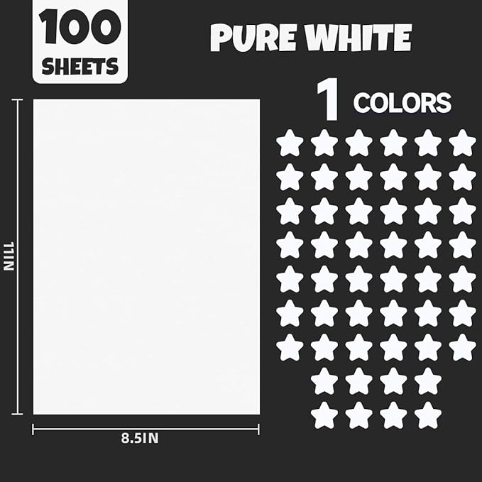 100 Sheets 8.5 x 11 Colored Cardstock,Assorted Colored Cardstock 50 Colors 230GSM/85LB Multicolor Construction Paper for DIY Crafts,School Supplies,Party Decorations (White 100Pcs)