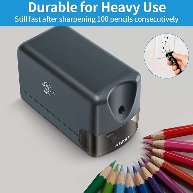 AFMAT 10 Pack Electric Pencil Sharpener, Heavy Duty Pencil Sharpener for Classroom, 6.5-8mm No.2/Colored Pencils, UL Listed, 10,000+ Sharpenings for Home, Office, School, PS66