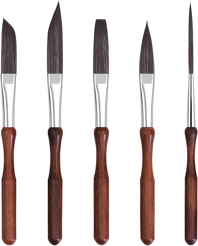 Pinstriping Brush 5 pcs High Performance Detail Script Liner, Scroll, Sword, Dagger, Striper, Professional Travel Art Paintbrushes Paint Brushes