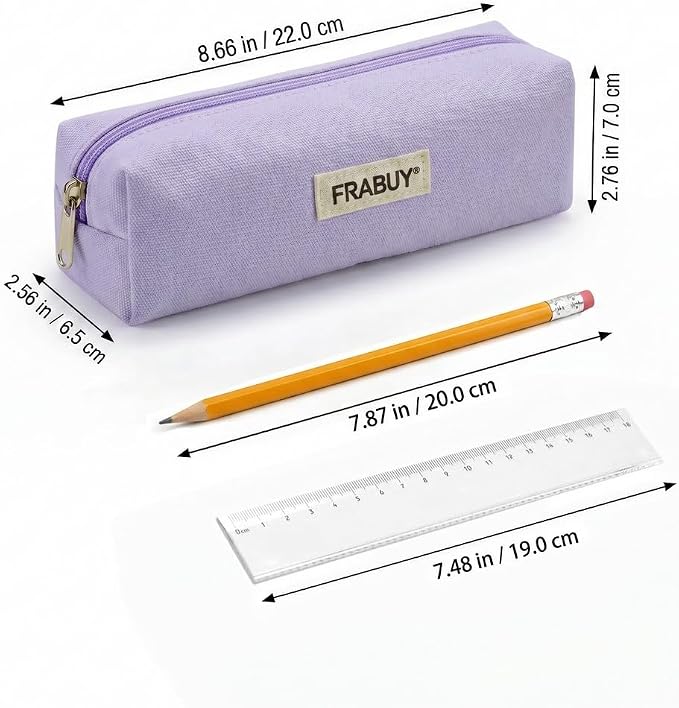 Canvas Pencil Case Pouch – Multipurpose Pen Bag Stationery Purple | Heavy-duty canvas, smooth alloy zipper, cute organizer for girls and boys, ideal for stationery, cosmetics, tech gear