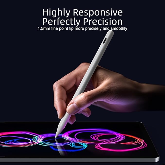Stylus Pen for iPad 6th-11th Generation-2X Fast Charge Active Pencil Compatible with 2018-2026 Apple iPad Pro 11"/12.9"/M4, iPad Air 3/4/5/M2/M3/M4,iPad mini 5/6/7 Gen-White