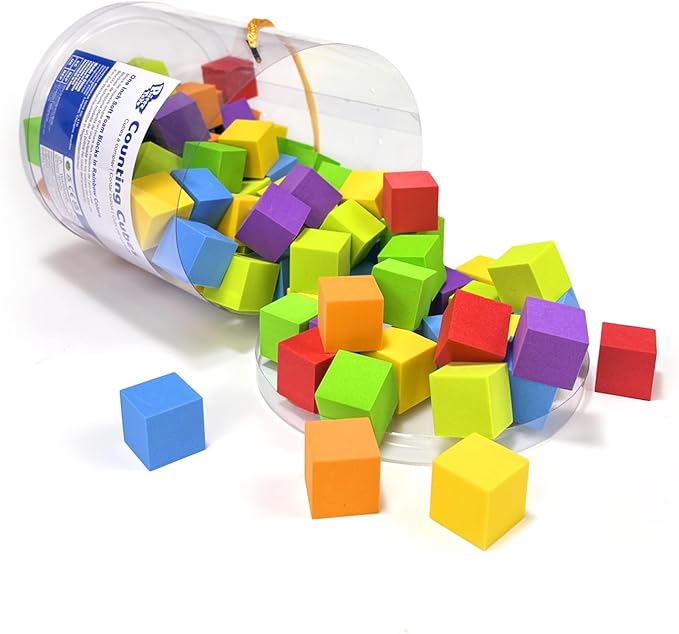 Pairez Toys Foam Counting Blocks, 105 Pieces 1 Inch Soft Rainbow Math Counters Cubes, Math Manipulatives Preschool, Classroom Learning Supplies, Stacking Blocks for Kids Ages 3+