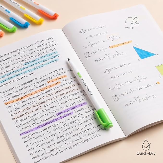 15 Count Dual-Tip Highlighters, Pastel Colors Fine & Bold Tip, Quick-Dry Non-Bleeding Highlighter Markers for Bible Journaling,School,Office,Notes (15 colors highlighters - Iridescent Color)