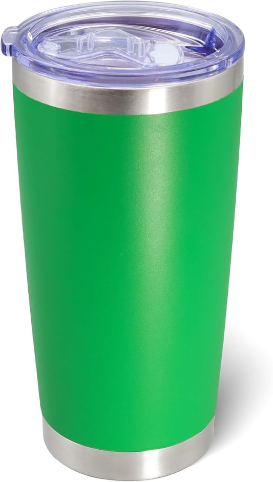 AIANJI 20oz Tumbler Bulk Stainless Steel Tumblers with Lid Vacuum Insulated Double Wall Travel Coffee Mug Powder Coated Tumbler Cup for Hot and Cold Drinks(Green, 1 pack)