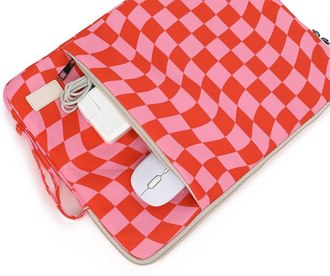 Laptop Sleeve 13.3 inch14 Inch, 15.6inchWater Resistant Traveling Computer Cover with Handle, Shockproof Protective Carrying Laptop Case (Y8-Pink Checker, 15 inch-15.6 inch)