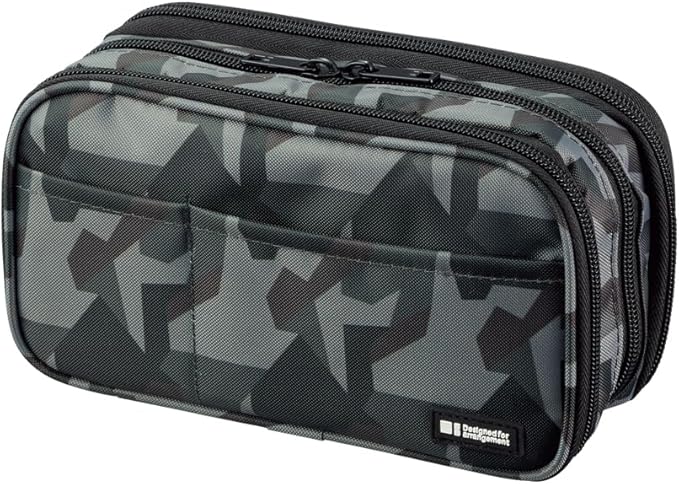 LIHIT LAB Large Capacity Triple Zipper Pencil Case For School Office College, Big Capacity 8 Compartments Pencil Bag Holder Adults Teen Boys Girls, Travel Cosmetics Storage, Green Camo (A7556-131)