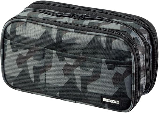 LIHIT LAB Large Capacity Triple Zipper Pencil Case For School Office College, Big Capacity 8 Compartments Pencil Bag Holder Adults Teen Boys Girls, Travel Cosmetics Storage, Green Camo (A7556-131)