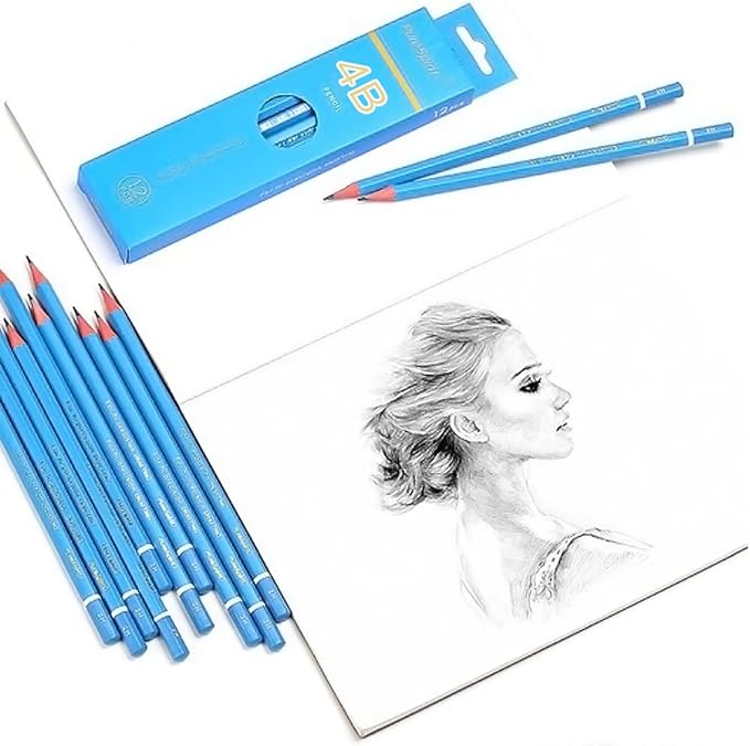 Sketch Pencils for Drawing 4B, 12pcs Professional Art Drawing Pencils for Shading, Sketching & Doodling | Graphite Pencil for Artists & Beginners