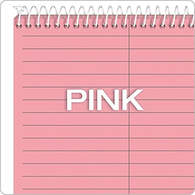 TOPS Prism Steno Notebook, Pink Paper, Spiral, Small Size, 80 Sheets, 4 Pack, 6" x 9" Notepad for Writing