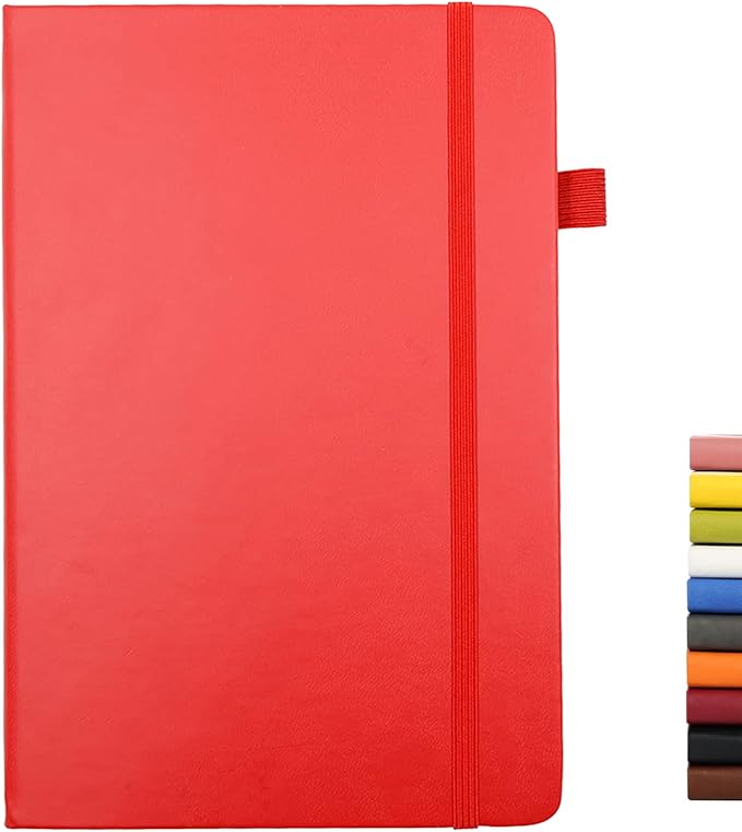 Lined Journal Notebooks with Pen Loop, Hardcover Notebook Journal for Work, 100Gsm Premium Thick Paper with Inner Pocket, Medium 5.7''''x8.4'''', ?bright Red, Ruled, 1 Pack
