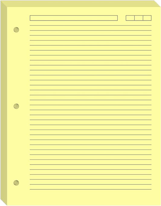 Light Yellow College Ruled Filler Paper – 8.5" x 11", 100 Sheets, 80gsm, 3-Hole Punched, Acid-Free – Pastel Binder Refill for School, Office & Note Organization