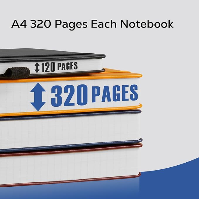 FOCUS DAY Hardcover Journal Notebook 8.5 x 11, 320 Pages Large A4 Notebook Journal College Ruled for School Work, Big Leather Journal for Writing Women Men, 100Gsm Lined Paper, Blue