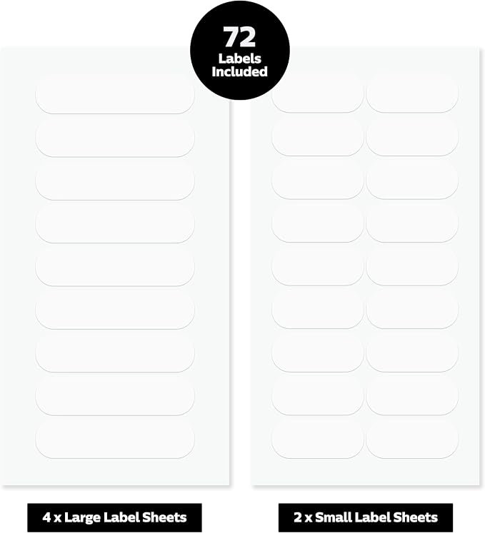 ThreeKin Waterproof Labels for Bottles and Containers - Custom Stickers - All-Purpose and Personalizable - Dishwasher, Freezer and Microwave Safe - BPA-Free - USA-Owned (Clear, 72pcs)