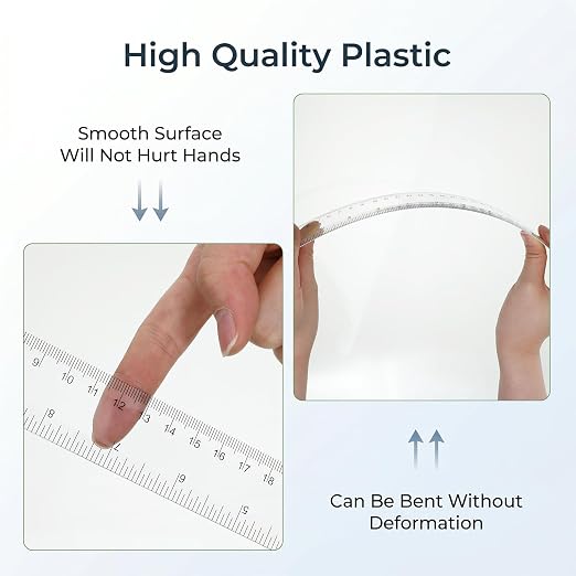 Clear Plastic Ruler, 2 Pack 12 Inch Shatterproof Ruler with Inches and Centimeters, Transparent Straight Ruler for School Classroom, Home, or Office