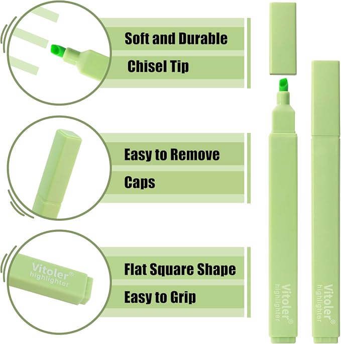 Piochoo Highlighters Assorted Colors,8pcs Bible Highlighters No Bleed Hghlighter Markers for Journaling Back to School Teacher Supplies Office Supplies