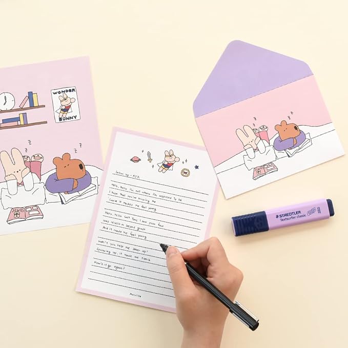 Monolike Happy and Lucky Ver.2 Letter Paper and Envelopes Set - 8Type, 32 Letter Paper + 16 Envelopes