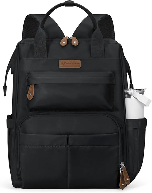 Maelstrom Laptop Backpack, Fits 15.6-17.3 Inch Travel Backpack Gift for Women Men, Waterproof College School Computer Bag, Anti-theft Business Work Bag with Luggage Strap (Black, 17.3 Inch)