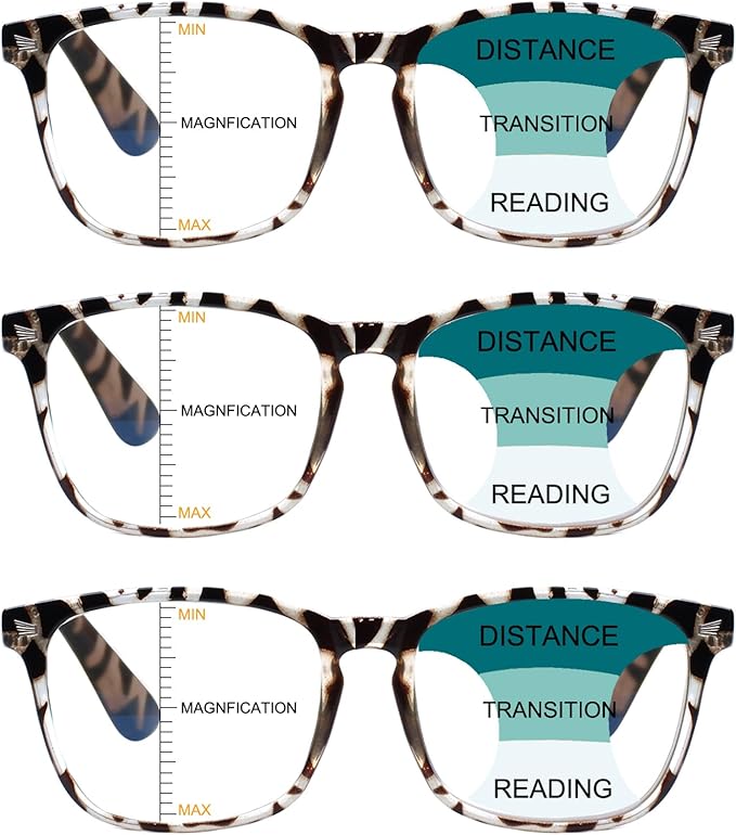 Progressive Multifocus Reading Glasses Men Women 3 Pack Anti Blue Light Eyestrain Quality Computer Readers (3 Tortoise, 1.50)