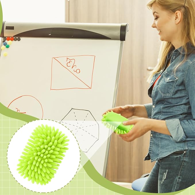 Zonon 4 Pieces Dry Erase Eraser Microfiber Shag Washable Whiteboard Eraser for Markers, Chalk, Home and Office (Pink,Green,Yellow,Gray)