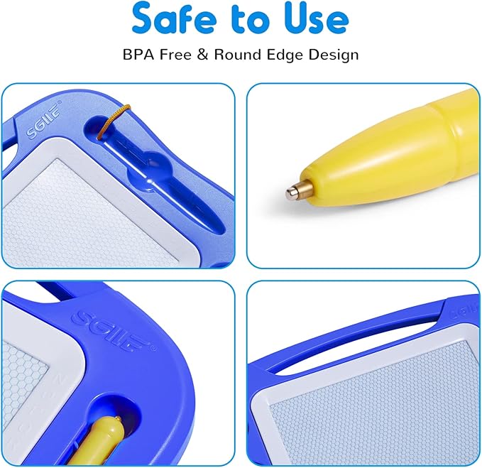 SGILE Toddler Toys for Kids, Magnetic Drawing Board for Birthday Gift, Toys for 1 2 3 Year Old Girls Boys, Etch & Sketch Pad with 3 Stamps, Learning and Educational, Standard 9.8" x 7.1", Blue