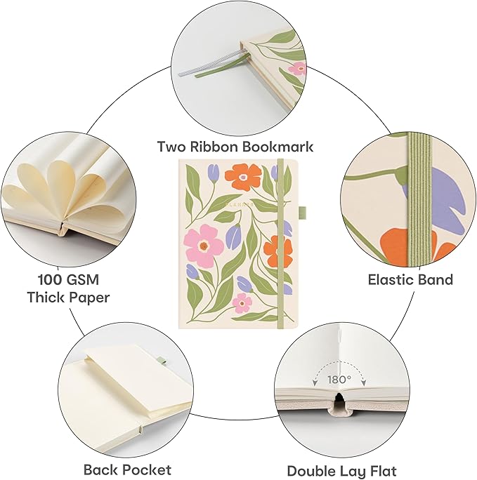 And Per Se Undated Planner, Weekly & Monthly Planner with Goal & Habit Tracker, A5 Leather Hardcover Productivity Journal for Academic Year (Botanical Floral)