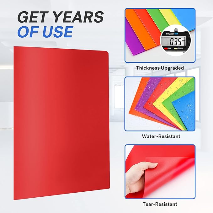 Sooez 21Pack Folders with Pockets, Pocket Folders with Extra Labels, Plastic Folders with Pockets, 2 Pocket Folders Bulk, Heavy Duty File Folders, School Folders Business Folder Office Filing Supplies