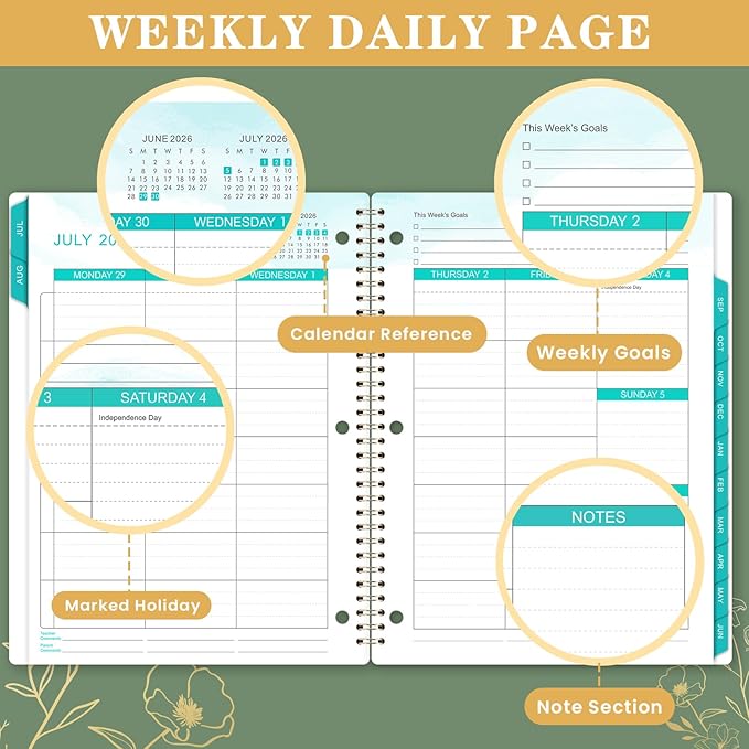 Student Planner 2026-2027 - School Planner 2026-2027, JULY 2026 - JUNE 2027, 9” x 11”, Weekly and Monthly Planner with Holidays, Tabs, Pocket, 3-Hole Punched Academic Calendar