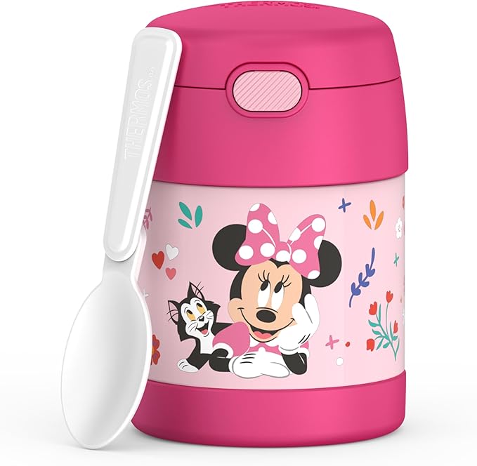 THERMOS FUNTAINER Insulated Food Jar, 10 Ounce, Kid Friendly Food Jar with Foldable Spoon, Preschool Minnie (Pack of 6)